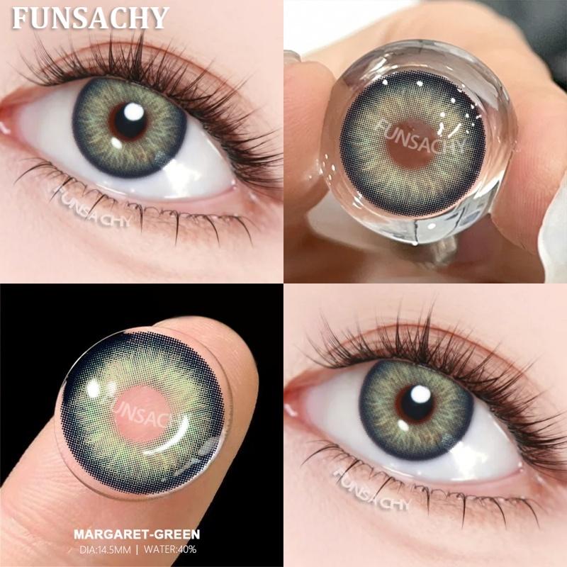 FUNSACHY 1 Pair Blue Contact Lenses for Eyes Natural Colored Contact Blue Eyes Lenses Korean Contacts Lenses Yearly Green Pupil