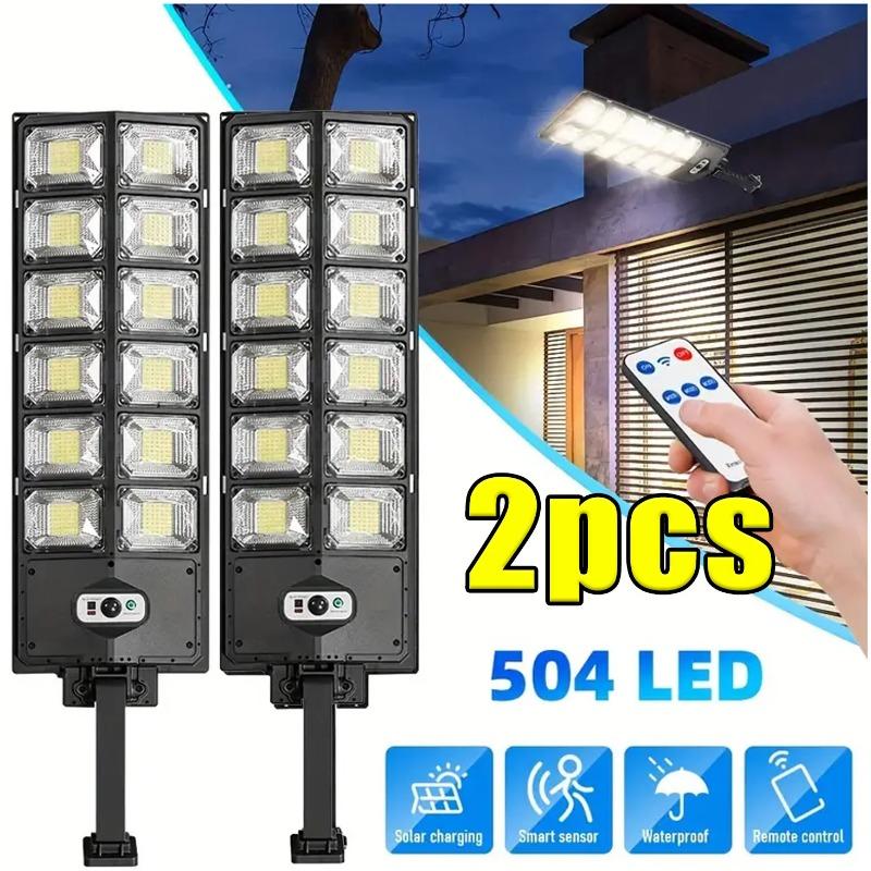 2PCS 504 LED Solar Wall Lamp Outdoor with Motion Sensor 3 Mode Waterproof Human Induction Super Bright Solar Light for Yard Garden