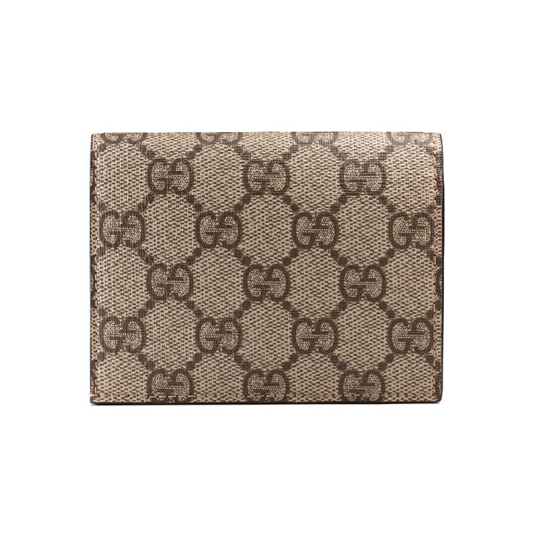 Gucci 3D Декоративный Логотип Вишня Двойное Складывание Холст и Кожа Держатель для Карт Кошелек Женский Кошелек Эбеновое Дерево Красный 476050-K9GXT-8694