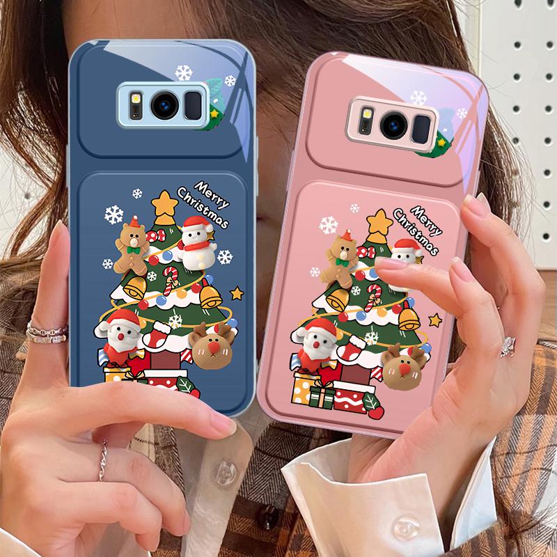 Мультяшная новогодняя елка Для Samsung S25 S25 Edge S25Ultra S8 9 S10 20 U ltra S21 Pro 22 Plus S23 FE S24 Ultra Стеклянный чехол для телефона