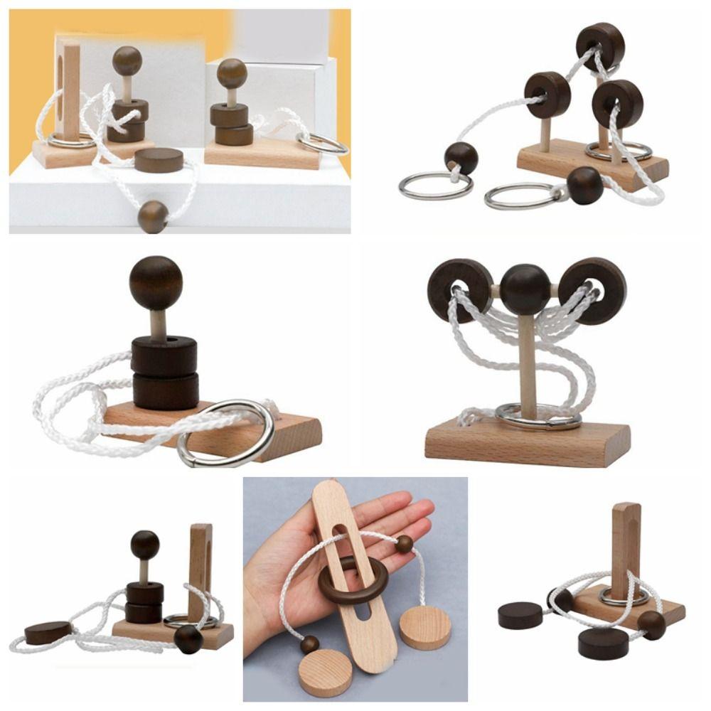 Wooden Threading Rope Loop Puzzle Brain Teaser Classic Gifts