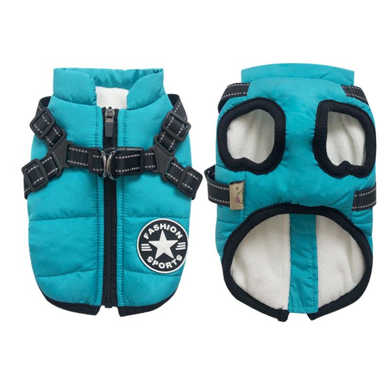 Осенне-зимнее хлопковое пальто для собак, толстый жилет на груди и спине, цельная одежда