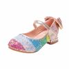 Girls Children Mary Jane Shoes Rainbow Color Kids Shoes Back Bow Low Heels Party Wedding Shows Sandals for Girls 2024 New Chic