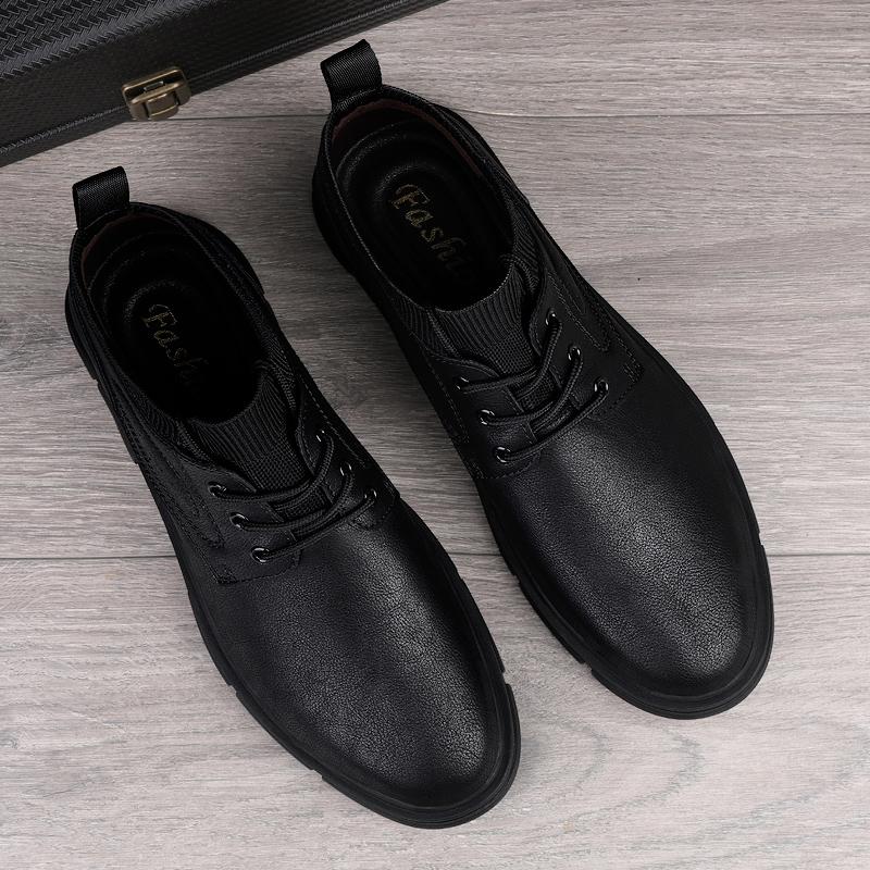 Genuine Leather Boots New Fashion Men'S Motorcycle Boats Comfortable Sports Ankle Boots Male Winter Plush Snow Footwear Sneakers