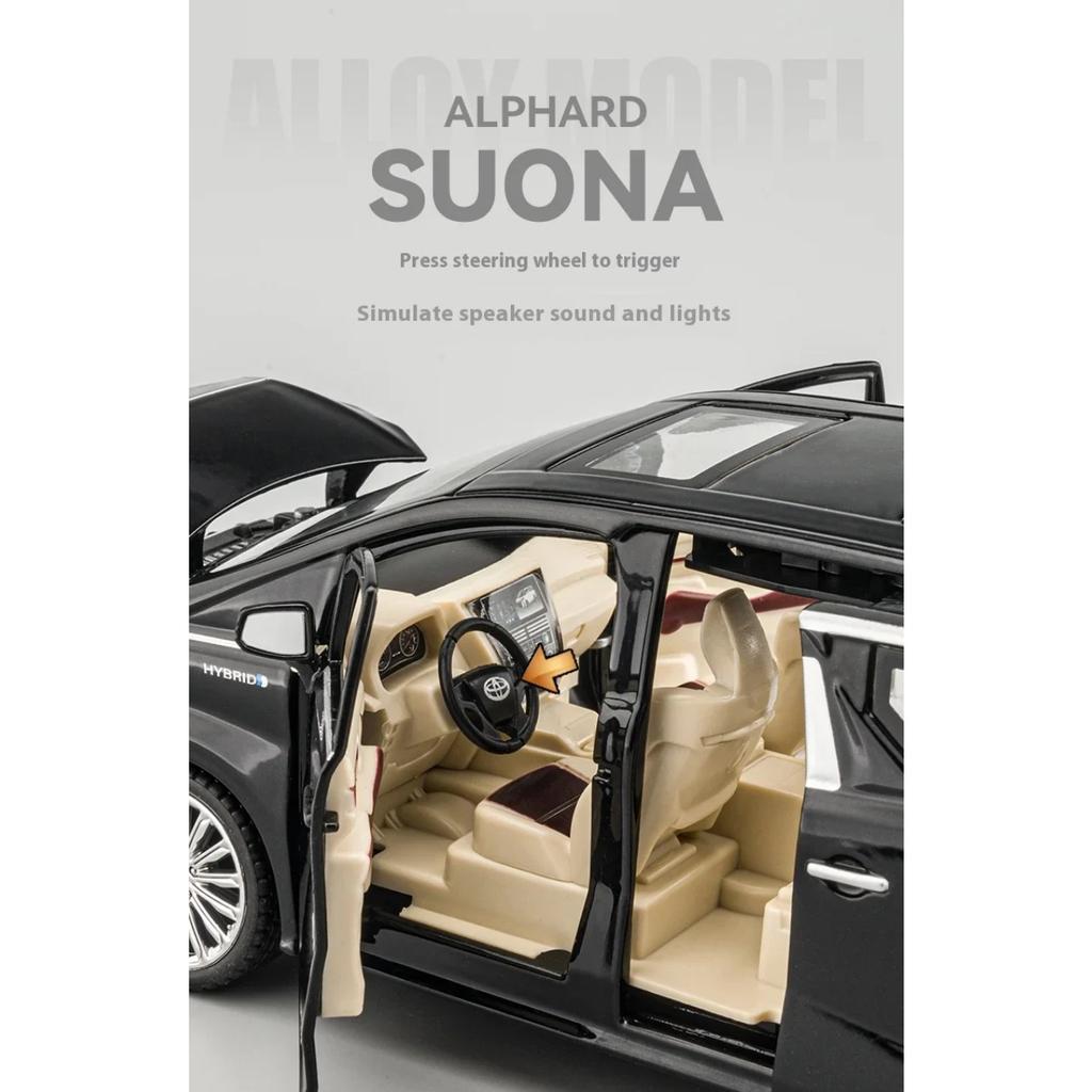 1/24 TOYOTA Alphard Luxury MPV литая модель автомобиля из сплава металла со звуком и светом коллекционирование хобби высокая имитационная модель подарок для мальчика