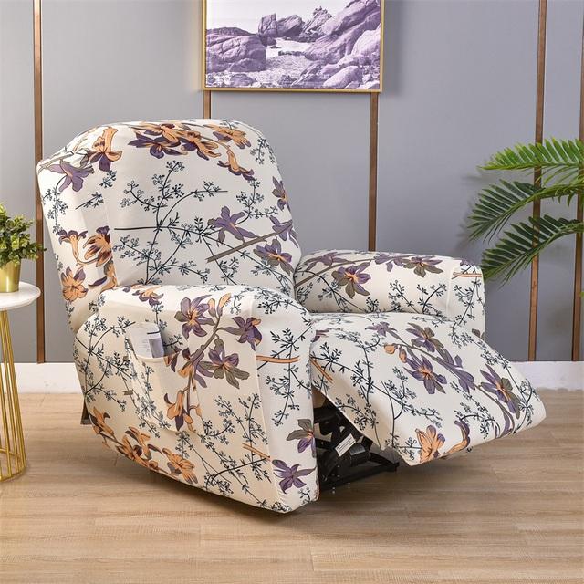 Geometry Printed Flower Stretch Lazy Boy Sofa Cover Recliner Cover Chair Covers For Leather Living Room Recliner Chair Slipcover