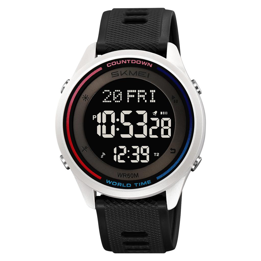 Цифровые часы SKMEI 2348 для мужчин и женщин с подсветкой, водонепроницаемость 50 м, мировое время, ежедневный будильник