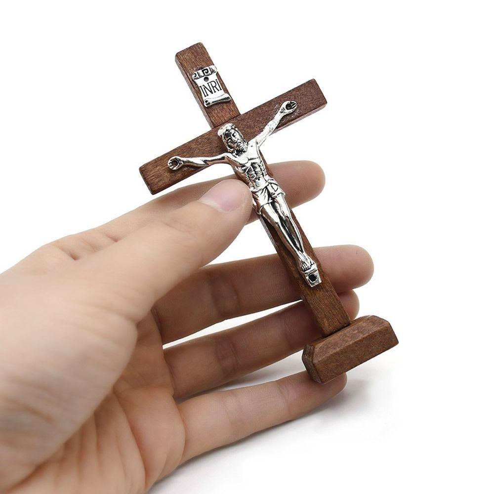 Religious Charm Wood Crucifix With Stand Vintage Religious Decoration Home Decoration