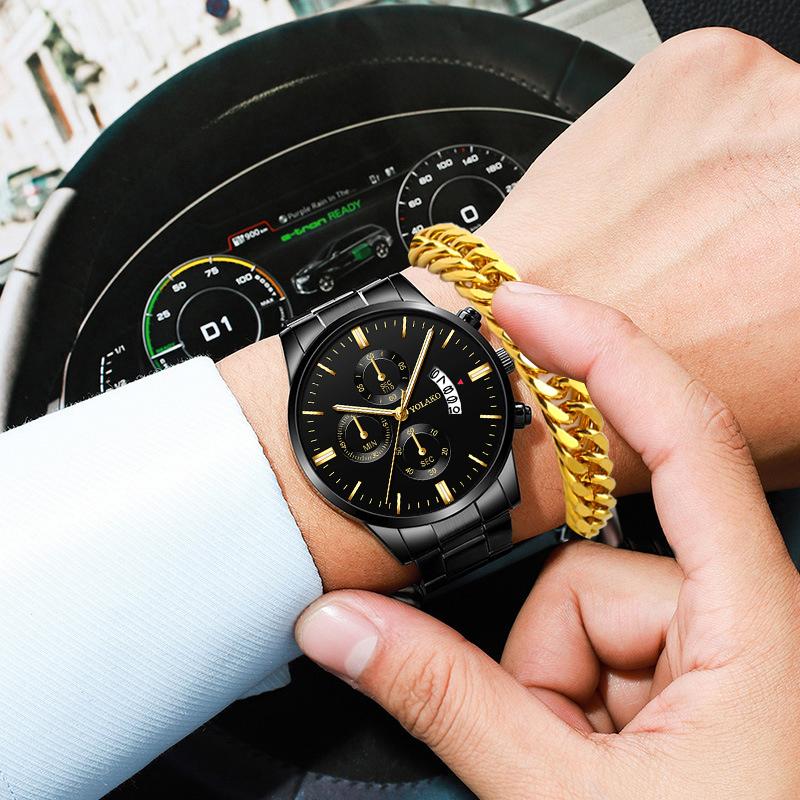 Модные мужские часы из нержавеющей стали, браслет, мужские кварцевые наручные часы с календарем, роскошные мужские классические деловые часы, мужские часы в подарок