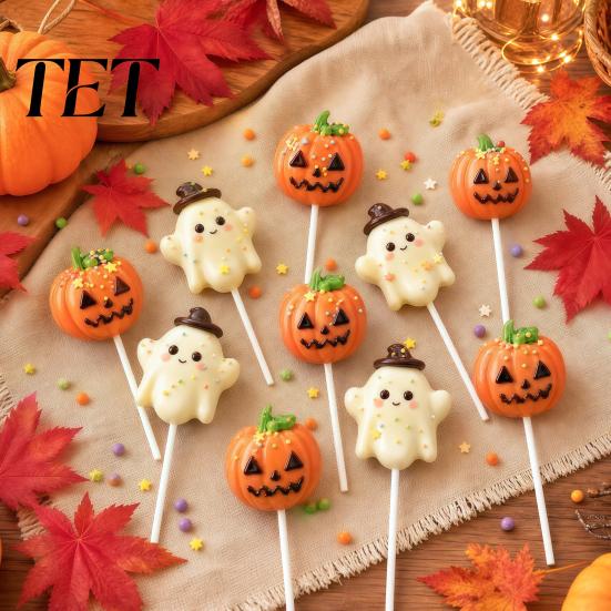 Silicone Fondant Molds for Halloween Cake Pop Mold Kit, Pumpkin Ghost And Easy DIY Spooky Treat Maker Set, 3D Baking Tool Holiday Party Accessories