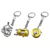 Golden Silver Fly Reel Keyring Hanging Oranment Spinning Reel Pendant Fish Wheel Keychain  Backpack