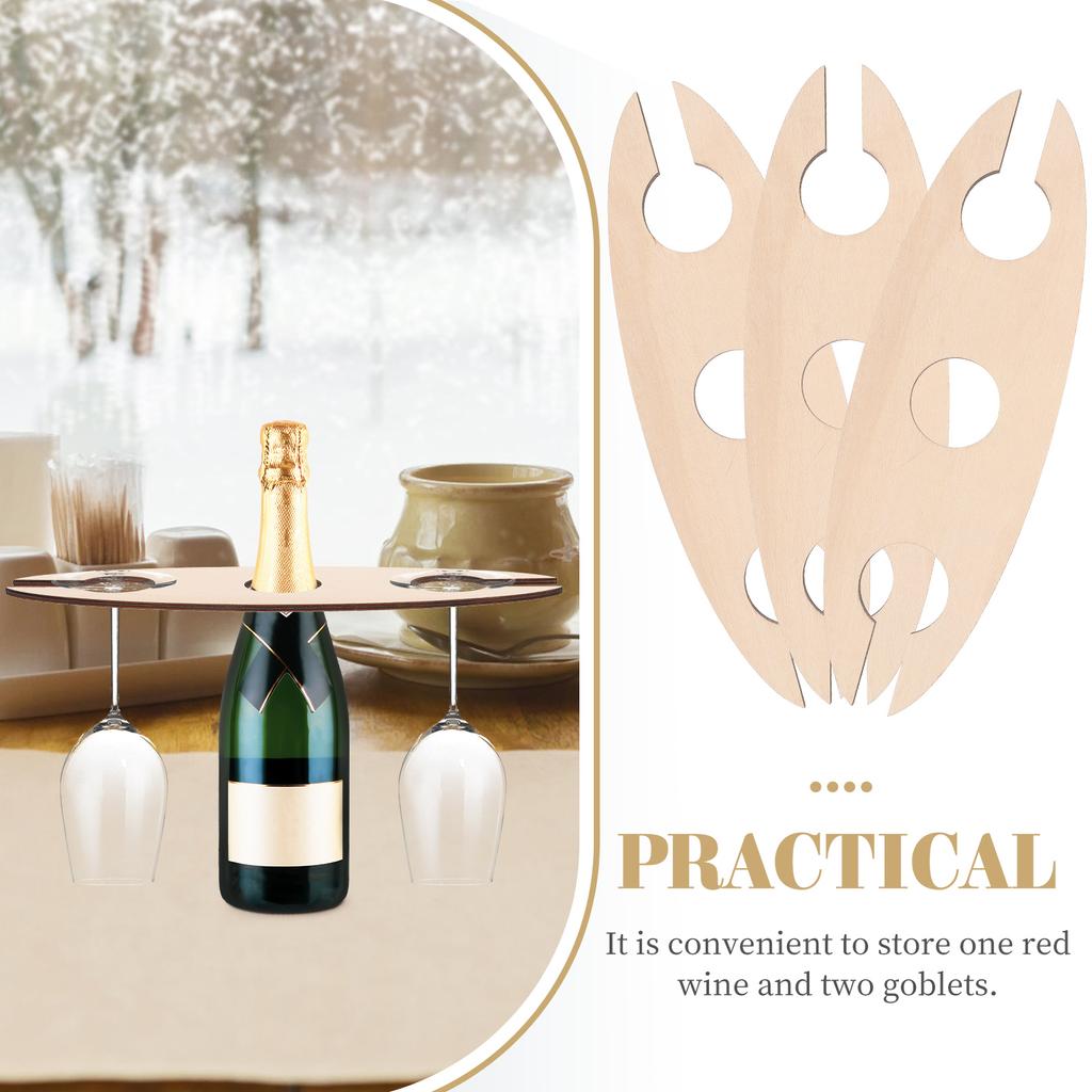 3 Pcs Rack for Two Goblets Red Stand Bottle Party Lover Gift Bottles Holder Wooden Storage