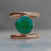 Round Raw Green Emerald Gemstone 925 Sterling Silver Rose Gold Overlay Ring, Band Emerald Birthstoine Ring