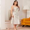 Plus Size New Fashion  Summer Swing V-Neck Suspender Nightdress Ladies Loose Home Sexy Dress
