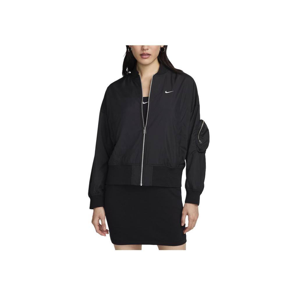 Nike Бейсбольный воротник на молнии с длинным рукавом, женская куртка, черная FN2840-010