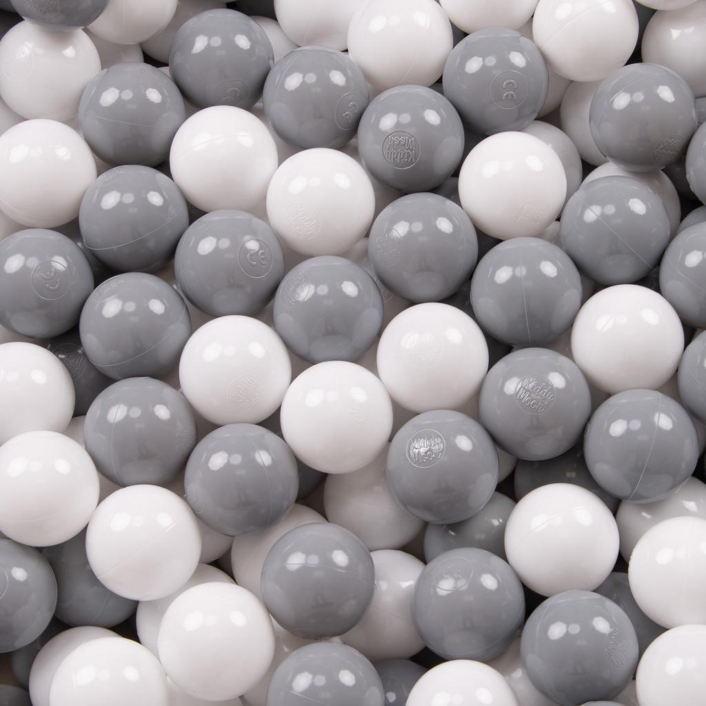 KiddyMoon 90x30cm/200 Balls Balls 7cm / 2.75in Baby Foam Ball Pit Certified Made In Eu, Light Grey:white/grey