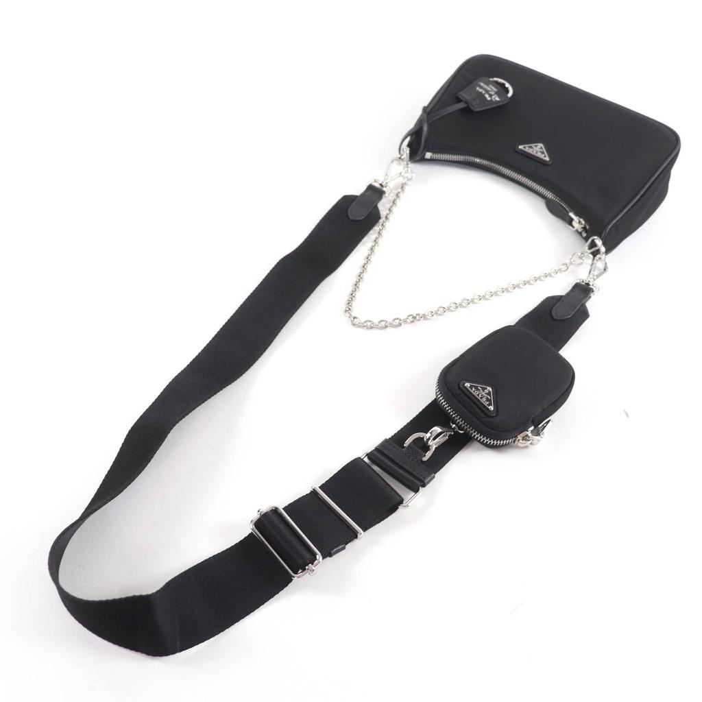 Безупречная сумка PRADA через плечо Re-Edition Логотип-треугольник 2-сторонняя с кошельком 1BH204 Б/у