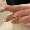 Gold Oval Ring Women's Light Luxury Niche Design Sense Geometric Zircon Opening Adjustment Index Finger Ring