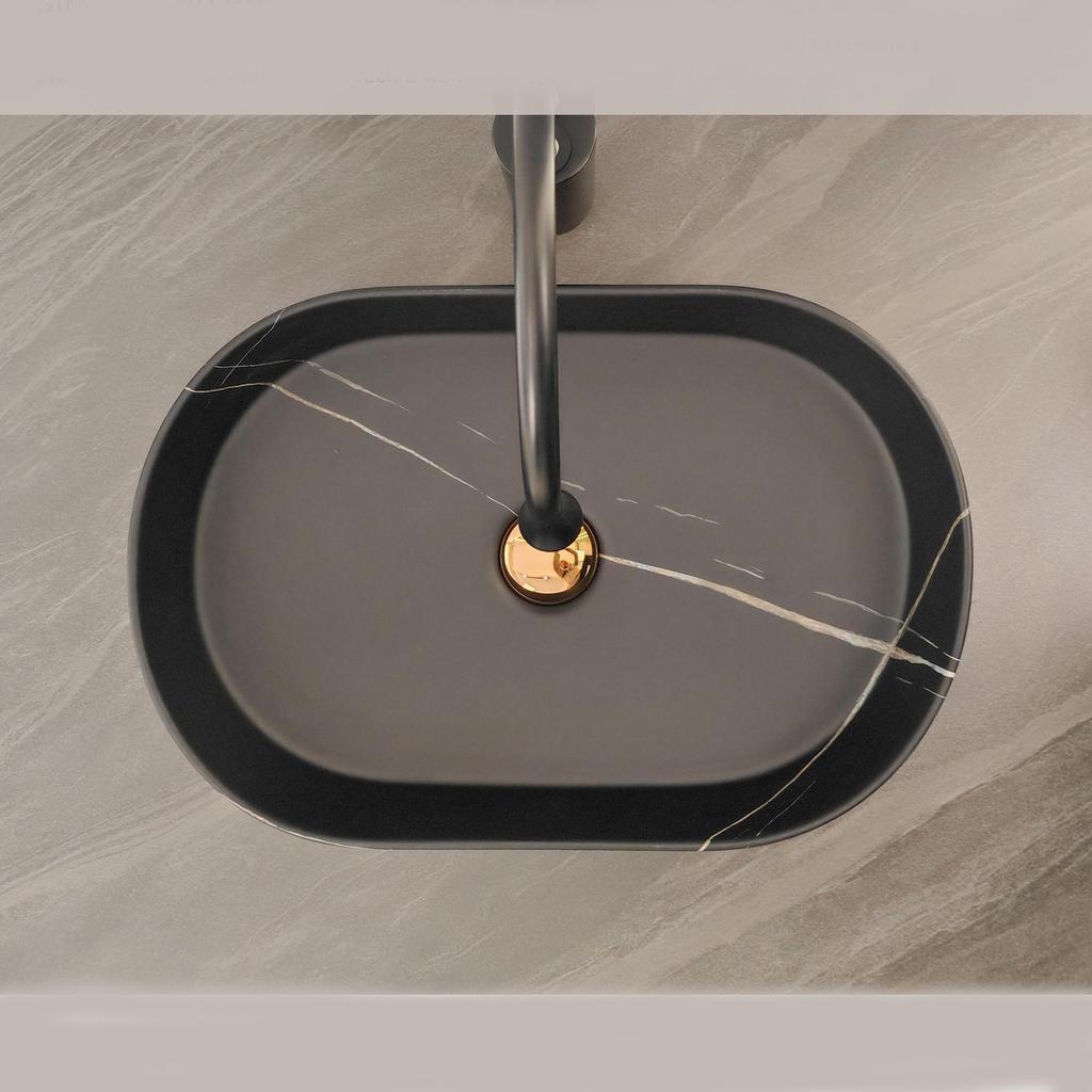 Bathroom Counter Top Ceramic Sink Rectangular Lavatory Porcelain Oval Wahsbasin