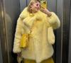 Женское пальто с лацканами из искусственного меха в европейском и американском стиле - Мода осень/зима