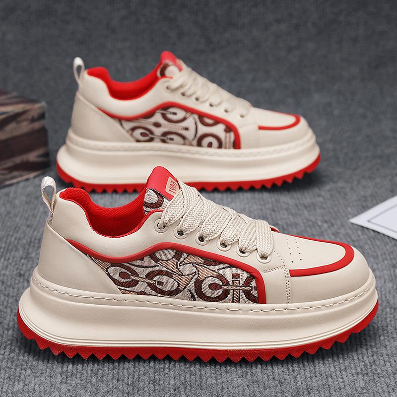 Мужские кроссовки дизайнерские кеды модные повседневные из микрофибры кожаная ткань дышащие с увеличением высоты подошвы для улицы на плоской платформе