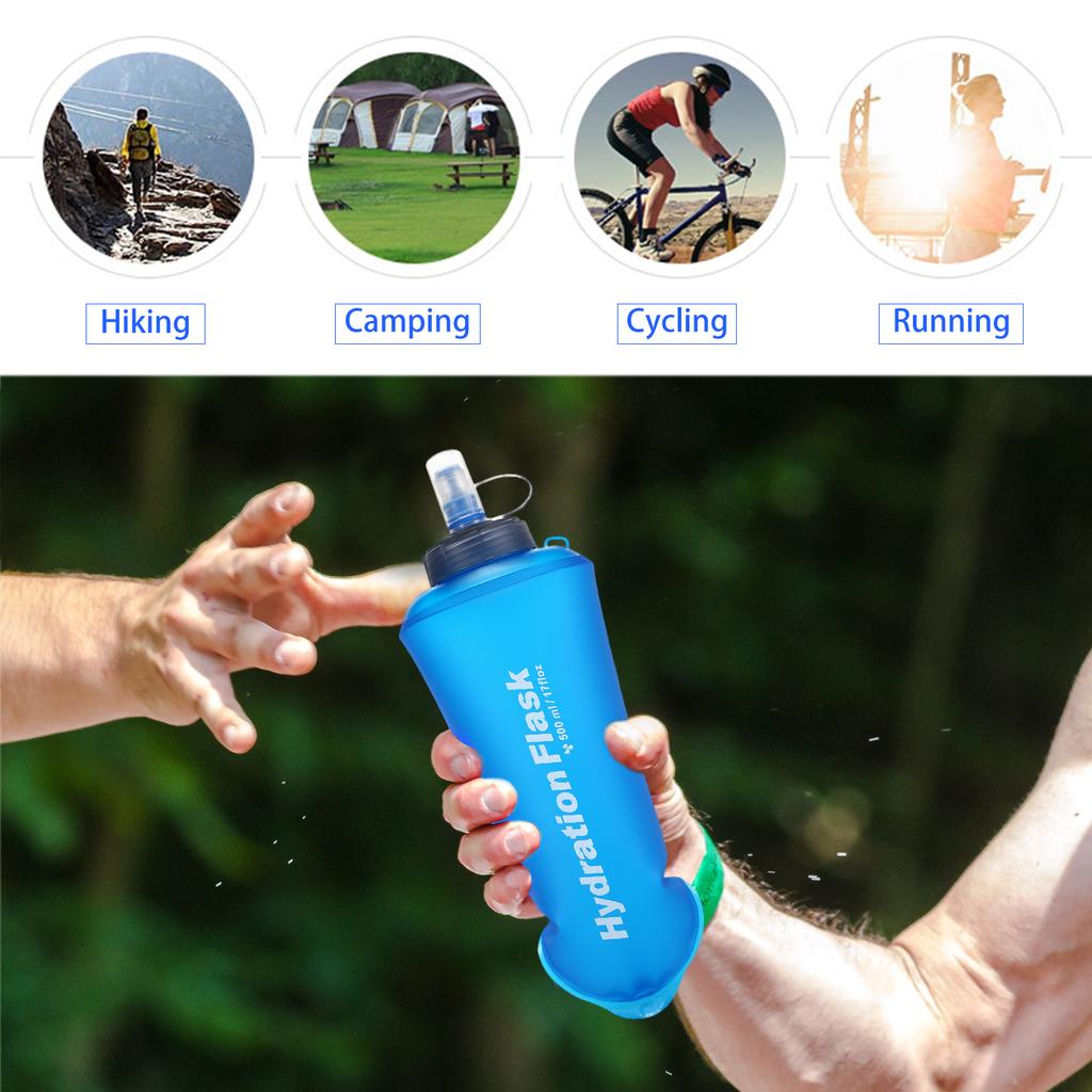 500ML Soft Collapsible TPU Water Bottle for Running Hiking Cycling Climbing