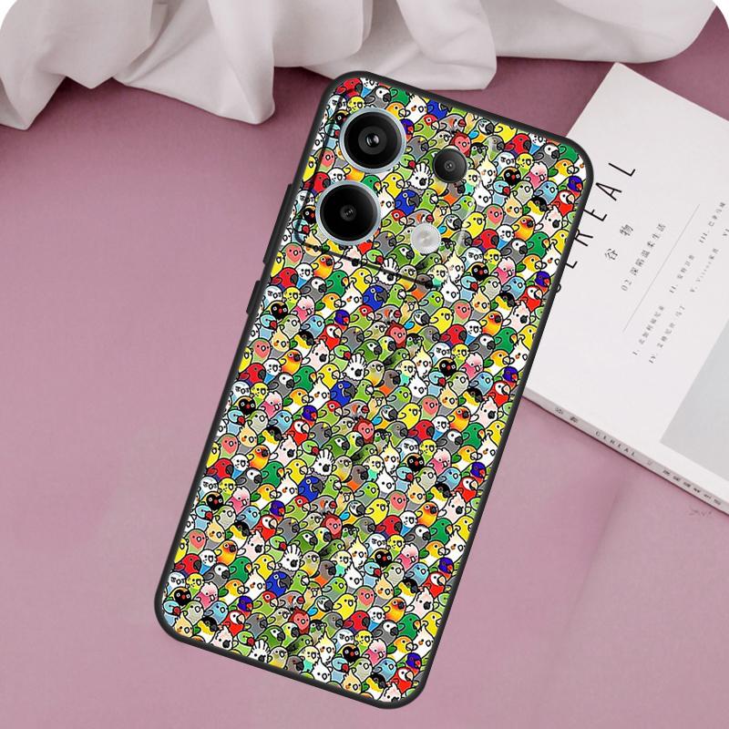 Cartoon Cockatiel Collage Case For Redmi Note 13 Pro 9 10 11 12 Pro Plus 9S 10S 11S 12S Cover For Redmi 12C 10C 13C