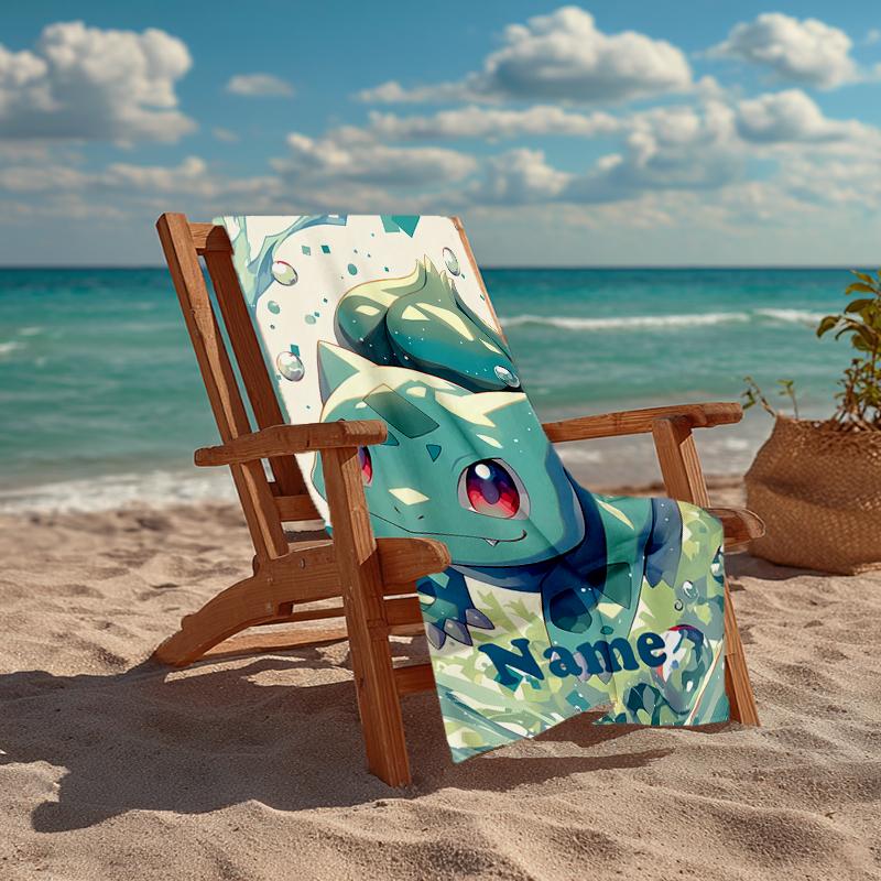 Custom Name Ultra-Soft Beach Towel with Pokémon Theme,Ideal for Pool - Camping, Diving - Perfect Travel Essential, Vibrant Beach Towel.