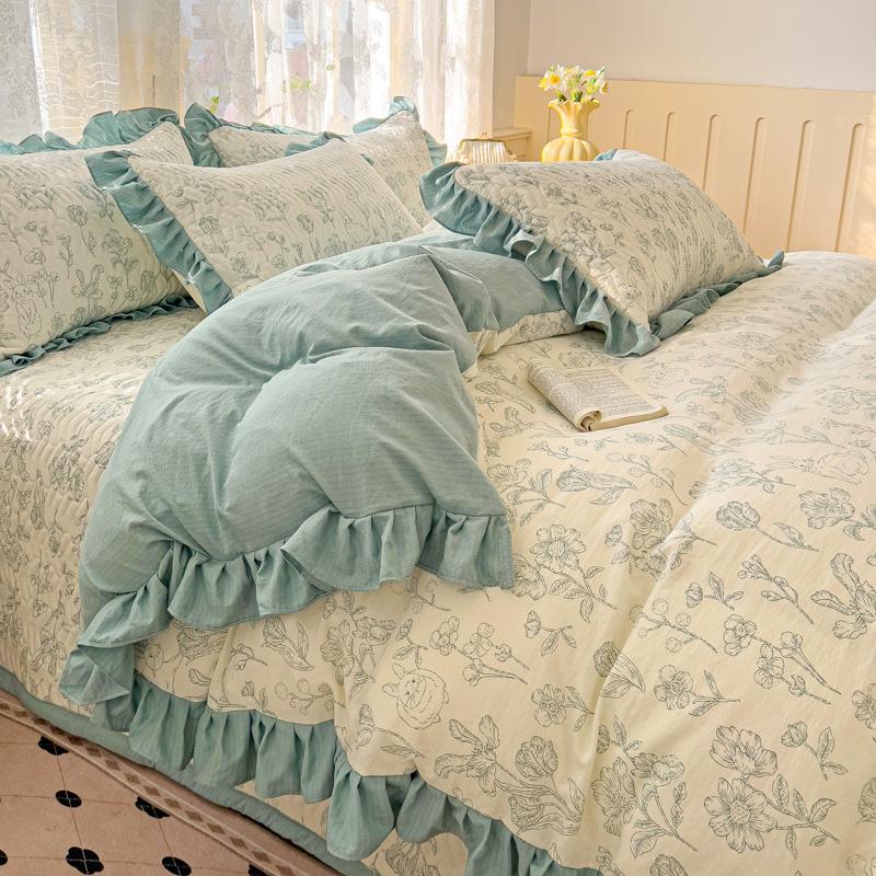 Mei Yun Ge Yun Gan Jacquard Double layer Yarn Bed Cover Han Edition Four piece Set