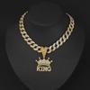 European & American Hip-Hop Men's Diamond Letter Crown KING Pendant Necklace - Trendy Zinc Alloy Accessory