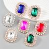 Rhinestone Glass Square Stud Earrings Bridal Wedding Shiny Women Jewelry Accessories