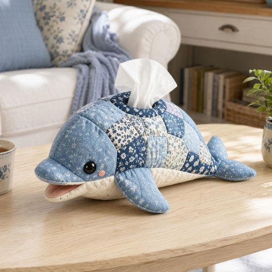 Набор для шитья DIY: Тканевая коробка для салфеток с мягкой крышкой, открывающейся сверху, Диспенсер для салфеток на тему морских животных, Многоцелевые лоскутные дизайны, для дома, автомобиля, офиса