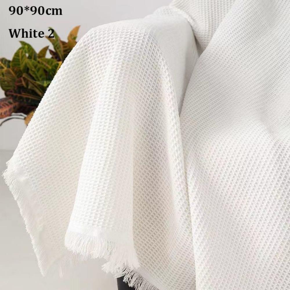 New Nordic Knitted White Sofa Towel Anti-slip with Tassels Throw Blankets Multi-purpose Luxury Bed Sofa Couch