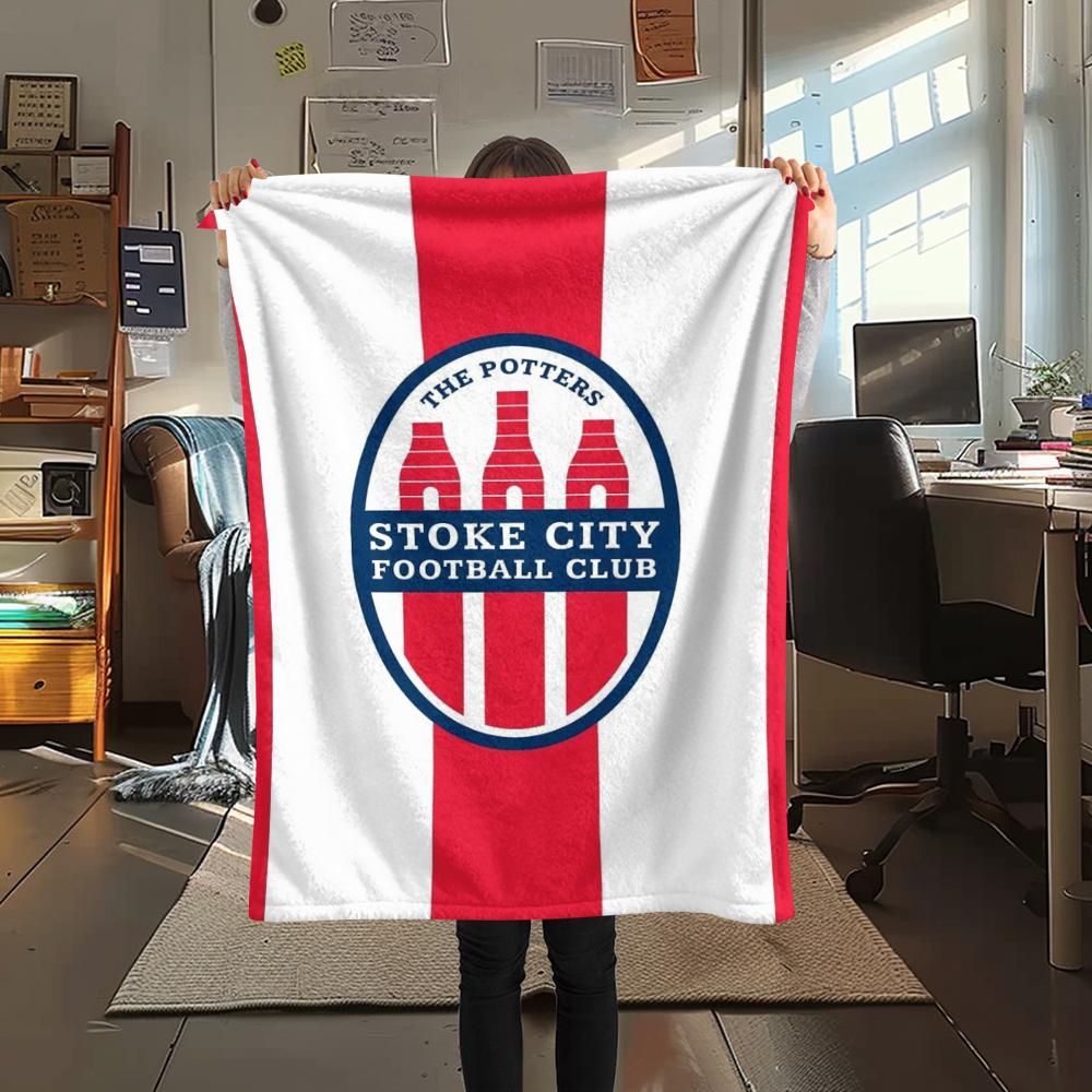 1PC Stoke City FC Print Flannel Blanket, High quality Comfortable for All Seasons, Home Decor, Warmth and Comfort, Perfect for Christmas Gifts182