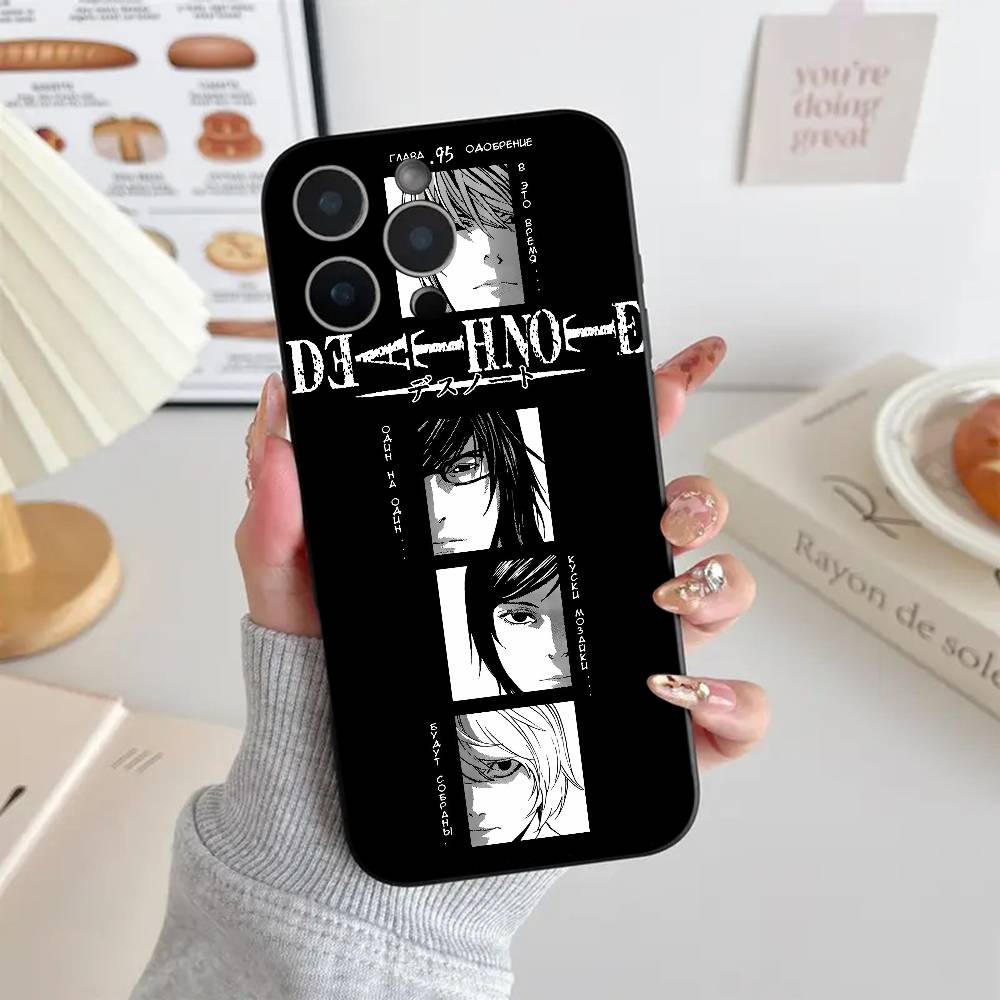 Anime D-Death Note Phone Case Cool Black Silicone Soft For IPhone 16 15 14 13 12 11 X XR Plus Pro Max Plus