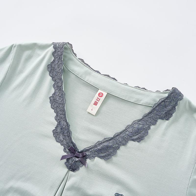 Fenteng Eco-friendly Youkesi Summer Lace V-neck Pajama Set for Women