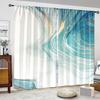2pcs Set Green Marble Print Curtains - Rod Pocket Design, Digital Print Polyester Drapes for Living Room, Bedroom, Kitchen