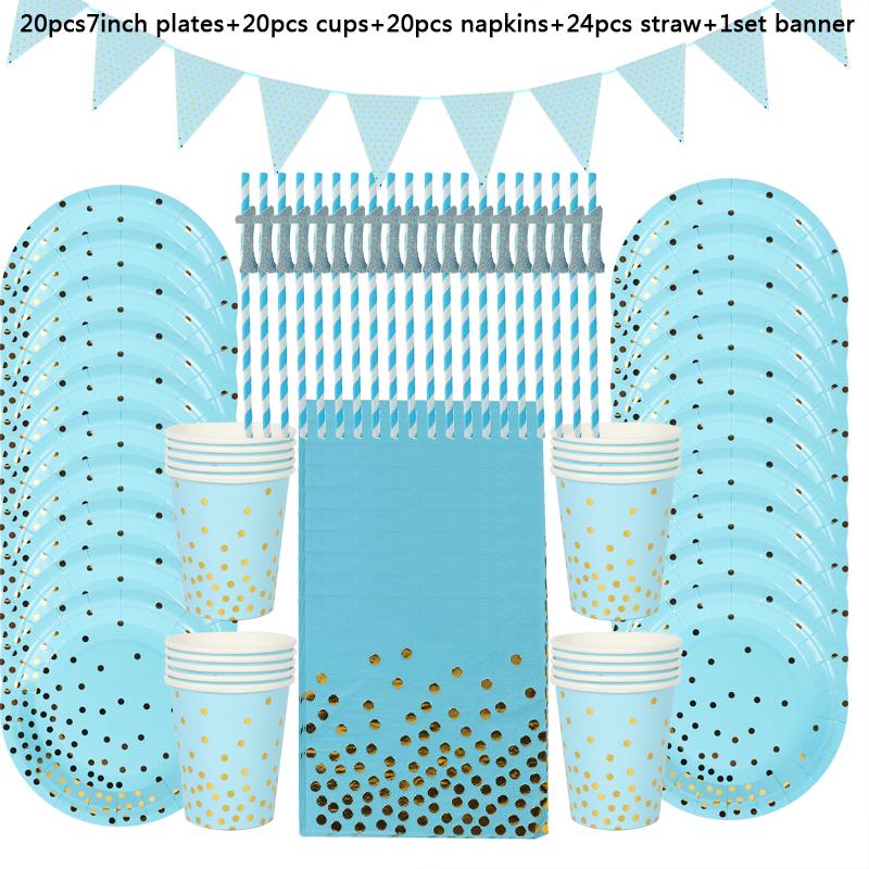 1 год Мальчик День рождения Первый день рождения Baby Shower Мальчик Украшения Синие латексные шары Набор конфетти Украшения для дня рождения Дети