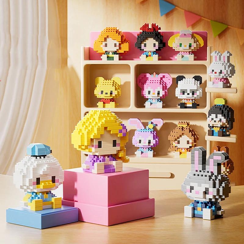 Набор конструктора Disney Princess Micro Building Blocks: фигурки Микки Мауса, Винни Маус и Дональда Дака (60 вариантов дизайна). Миниатюрные конструкторы для детей.