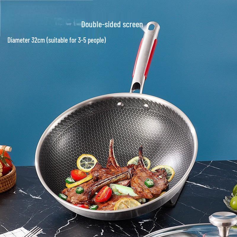 34cm 3-Layer Honeycomb Non-stick Wok with Steamer