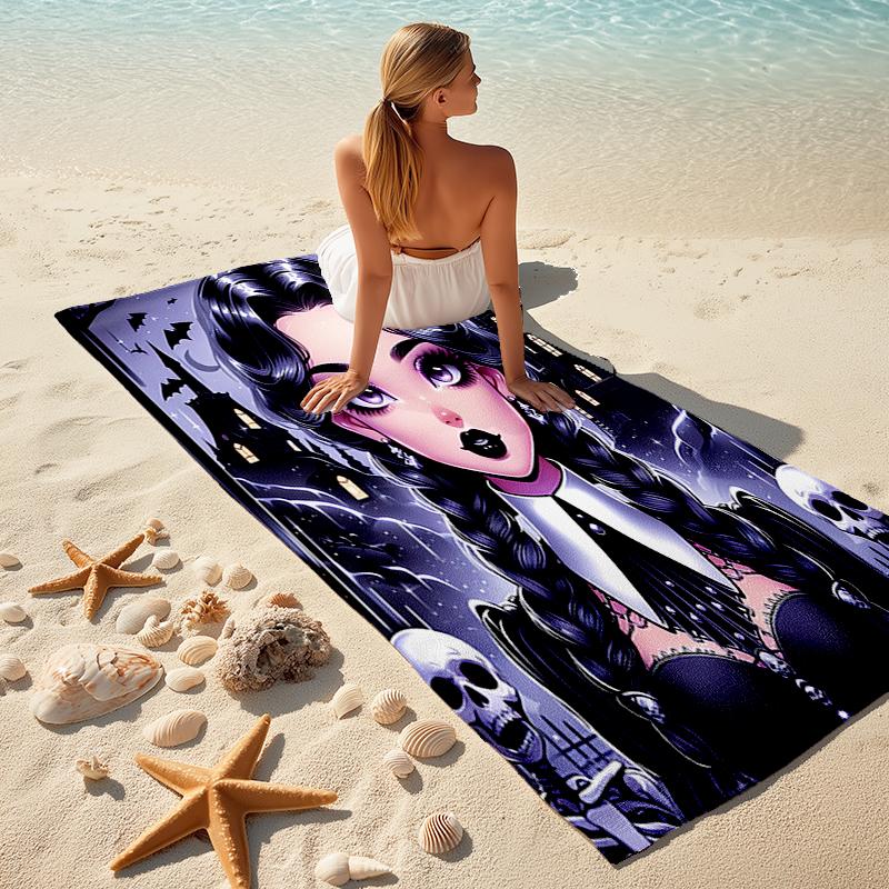 Beach Towel with Wednesday Addams Pattern - soft,absorbent,machine washable Lightweight&Modern,swimming,Travel Essentials