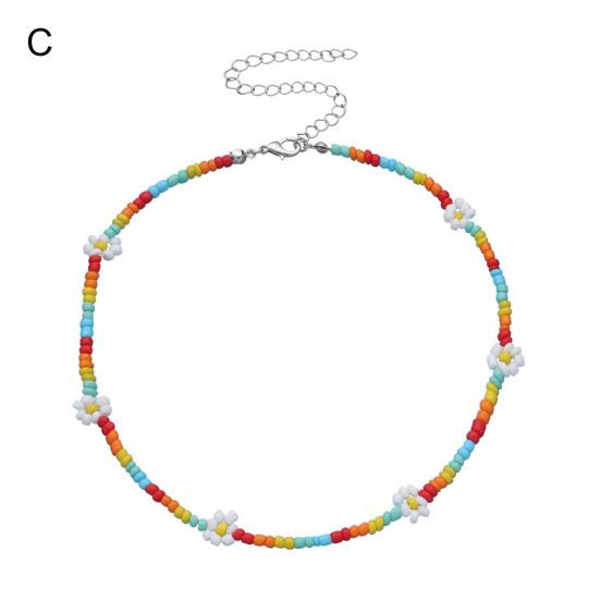 Женское ожерелье, красочные бисерные цветочные украшения, гальванические бусины, цепочка на ключицу, подарок на день рождения