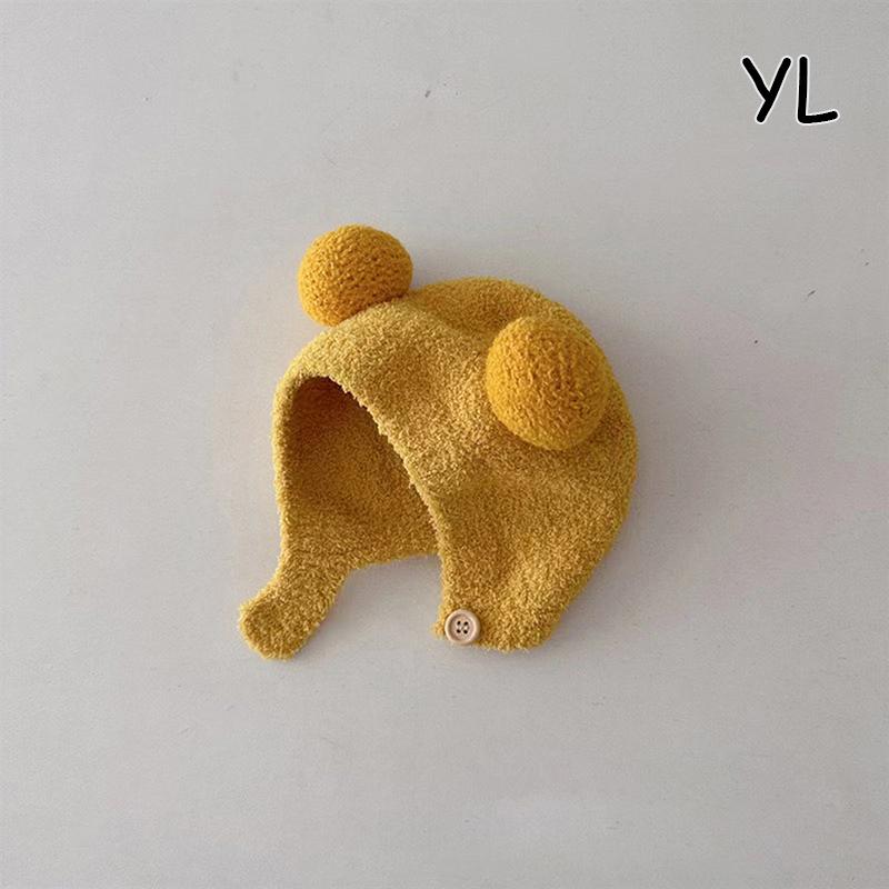 Cute Winter Warm Kids Girl Boys Baby Hats Fleece Wool Hemming Caps With Ball Wool Ear Protection Hats Soft Newborn Bonnet