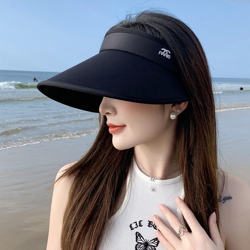 Summer Empty Top Sun Hat Women Double Shade UV Protection Large Brim Visors Korean Girls Fashion Versatile Color Match Beach Cap