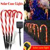 1-2 Set Solar Christmas Candy Cane Light Waterproof Pathway Markers Lights With Stakes For Outdoor Patio Garden Walkway Decoration