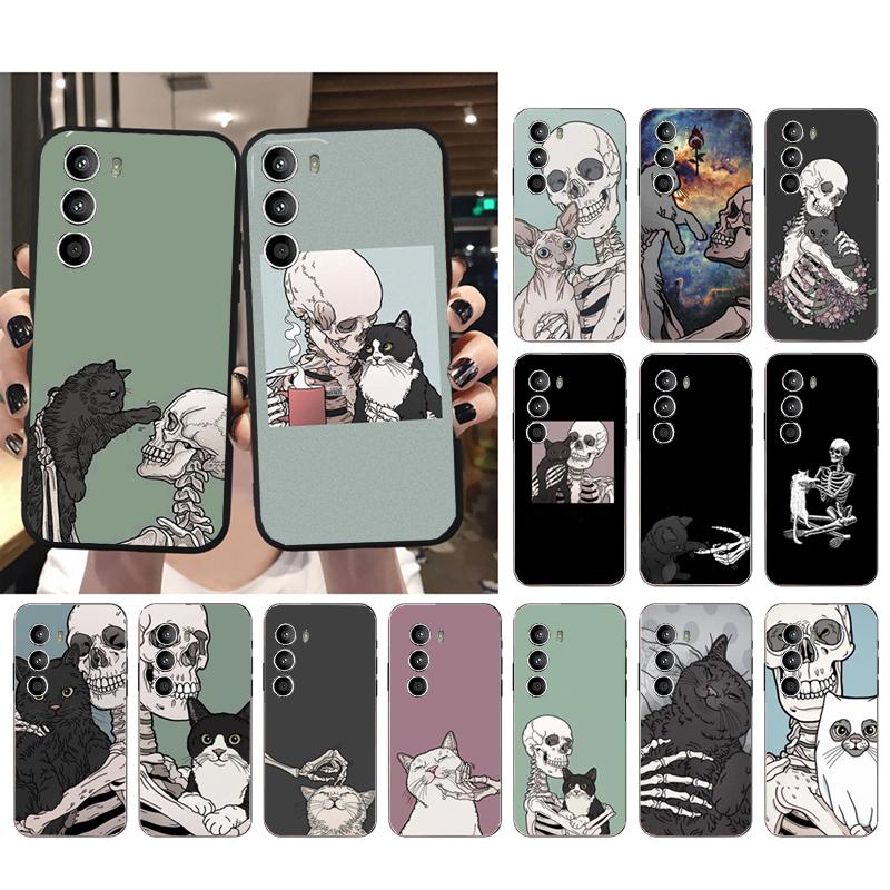 Skeleton Cat Phone Case For Motorola Edge 50 40 Pro 50 40 30 Ultra Neo Fusion Moto G84 G54 G85 G62 G53 G72 Funda