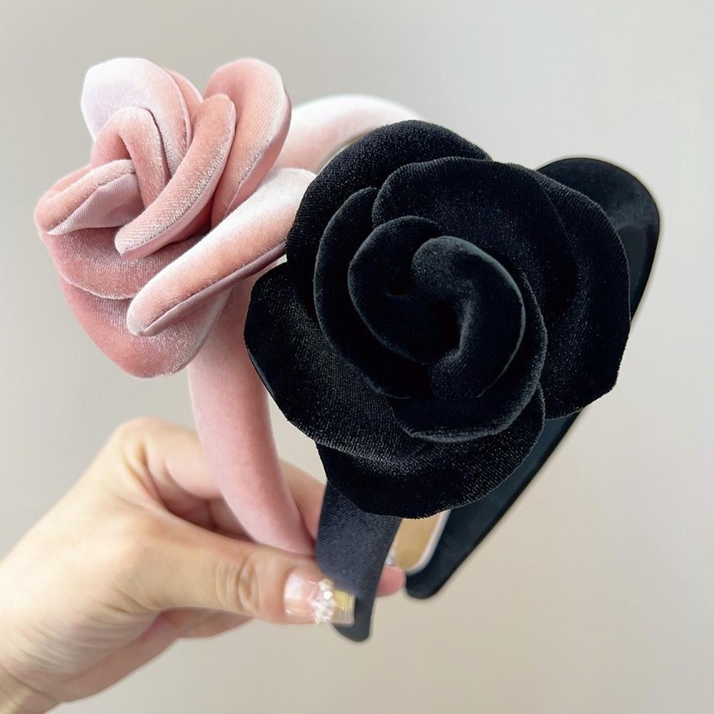 Oversize Rose Women Hairband Lady Headwear Velvet Rose Crown Fashion Hair Hoop Women