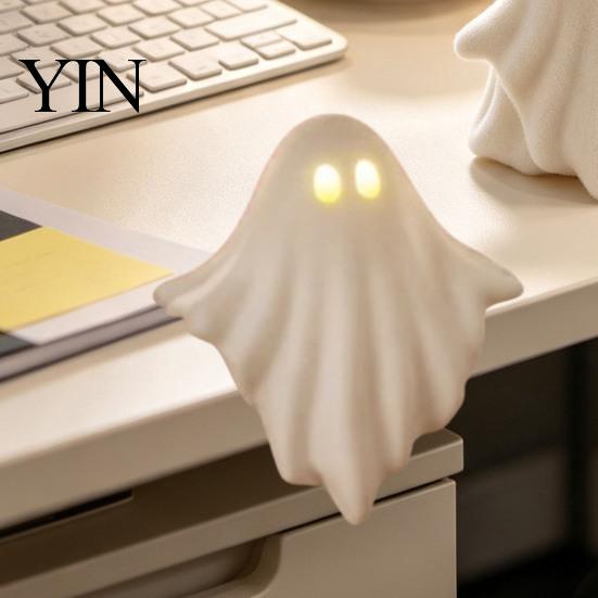 Spooky Room Accents Light Up Ghost Halloween Decoration, Cute LED Glowing Shelf Sitter, Ornaments Table Edge Figurine for Indoor Mantel Fireplace Home