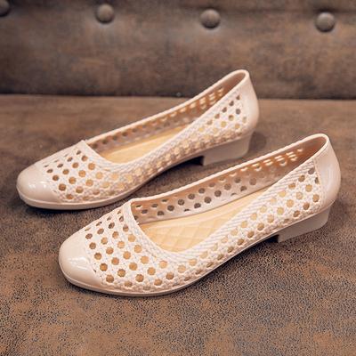 Модные FHC Новые Летние Желейные Туфли, Сандалии на Клиньях с Закрытым Носком, Резиновые Каблуки с Вырезами, ПВХ Галоши, Абрикосовый, Синий, Черный, Дропшиппинг