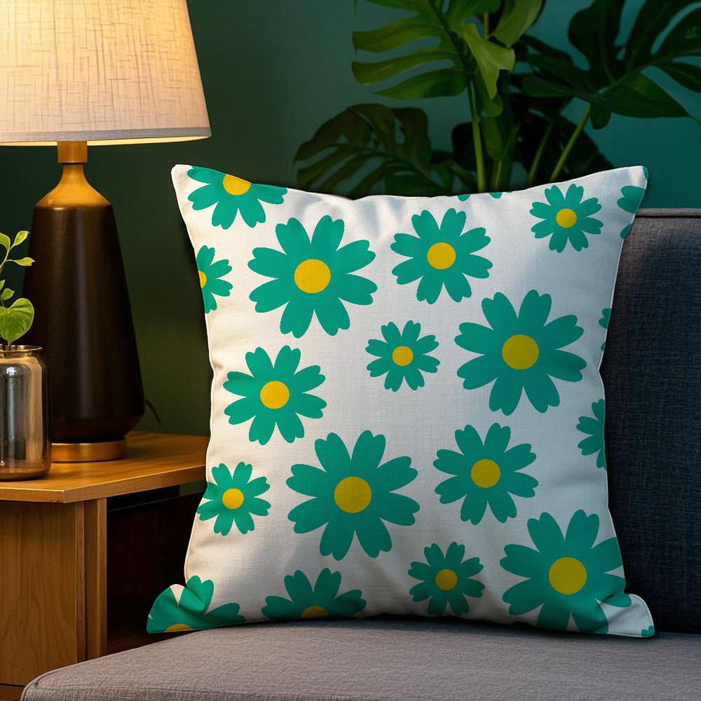 Spring and Summer Floral Pillow Case Plush Fabric Soft Double Sided Print Home Sofa High Quality Cushion Cover Throw